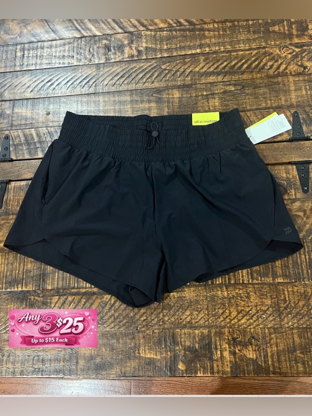 all in motion Black Athletic Running Shorts with Drawcord
